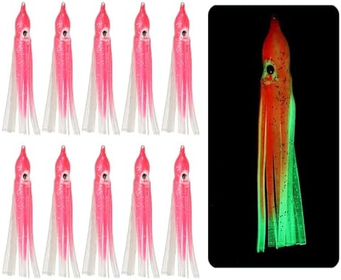 Fishing Squid Skirts, Glow Soft Plastic Trolling Lures Luminous -Fitting for (Bass/Trout/Salmon/Saltwater/Fishing Bait) by YELARXI