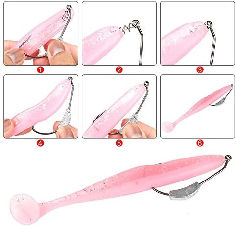 25 Pcs/Box Weighted Swimbait Hooks, Weighted Fishing Hooks Saltwater Worm Weedless Hooks for Bass Fishing Mixed 5 Size 1/0 2/0 3/0 4/0 5/0 - Image 5