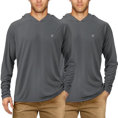 Roadbox Mens Fishing Sun Hoodie, Long Sleeve UPF 50+ UV Protection Shirts by Roadbox