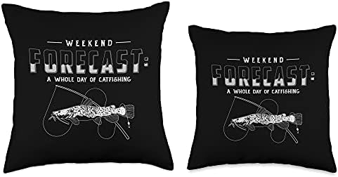 Funny Flathead Catfish Fishing Weekend Forecast Throw Pillow - Image 3