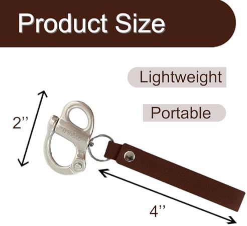 SCBA Mask Quick Release Shackle with Leather Handle for Firefighter, Marine Grade 316 Stainless Steel Fixed Snap Shackle Lanyard - Image 3