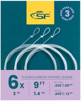 SF Fly Fishing Tapered Leader – Fluorocarbon Pre-Tied Loop by SUNSHINEFISHING