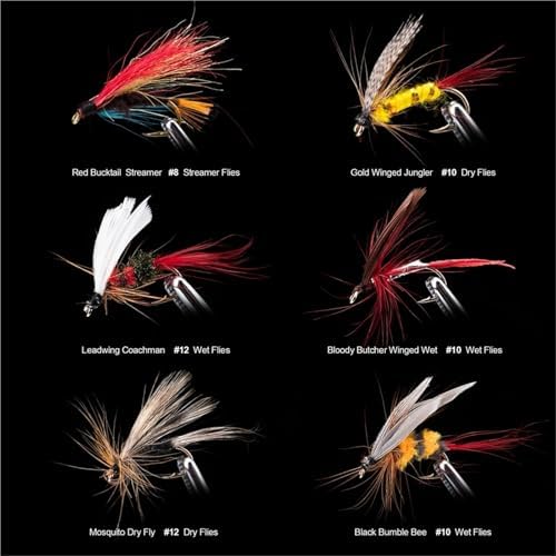Fly Fishing Lures 100pcs Fly Fishing Lures Kit Premium Wet Dry Nymph Streamer Flies Handmade Trout Bass with Box - Image 5