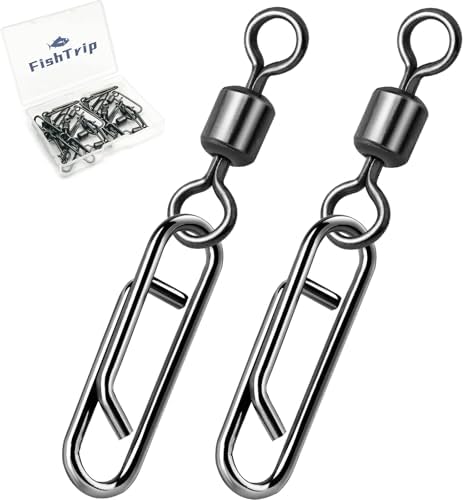 FishTrip 50pcs Fishing Rolling Swivel Power Clips for Rigs Lures by FishTrip