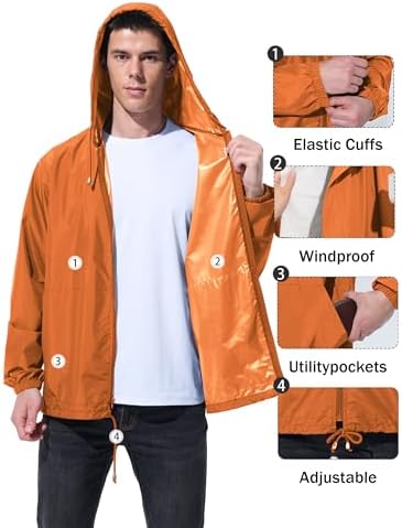 UIQUR Mens Rain Jacket Raincoat Waterproof Windbreaker - Image 5