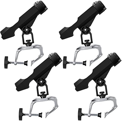 4 Pcs Fishing Boat Rods Holder 360 Degree Adjustable Folding Fishing Pole Holders with Large Clamp Opening for Boat Trolling Holder Pole Stand Rack Rod Bracket for Kayak Canoe Dock by Jexine