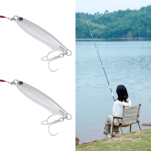 2Pcs 40g Fishing Lure Metal Casting Jig with Trebles Hooks Metal Fishing Lure for Mackerel Cod Bass Sea Freshwater Fishing Chrome - Image 3