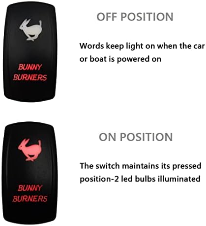 12V 24V Dual RED Led Bunny Burners Rocker Switch with Jumper Wires 5 PIN ON-Off 2 Way Toggle Switch for Car Boat Motorcycle Truck Trailer Caravan SUV Camper ATV UTV Dashboard - Image 5