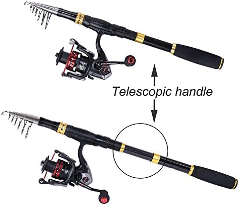Sougayilang Fishing Rod Reel Combo with Telescopic Fishing Pole Spinning Reel Carrier Bag for Travel Saltwater Freshwater Fishing - Image 2