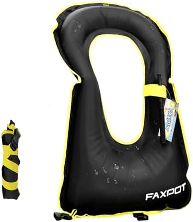 Snorkel Vest, Adults Portable Kayaking Buoyancy Inflatable Swim Vest Jackets, Diving Surfing Adjustable Snorkeling Vest Swimming Jacket for Outdoor Water Sports Fun Safety by Faxpot