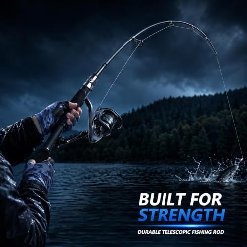 Fishing Rod and Reel Combo Kit—Telescopic Fishing Rod, Collapsible Fishing Rod, Portable Fishing Set w/Tackle Box, Lures & Bag, 4.2oz Carbon Fiber, 5.2:1 Anti-Twist Reel, Freshwater/Light Saltwater - Image 3