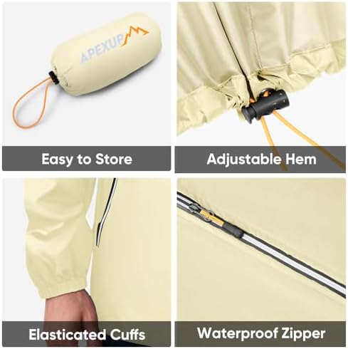 APEXUP Packable Rain Jacket Men Waterproof Lightweight Raincoat with Hood - Image 5