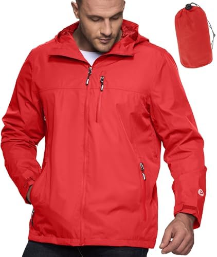 Outdoor Ventures Men's Packable Rain Jacket Waterproof Lightweight Raincoat by OutdoorVentures