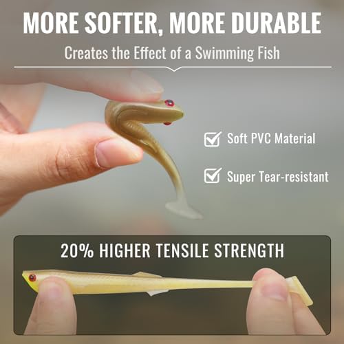 TRUSCEND Shadtale Easy Catch Soft Fishing Lures, Unique Vibration and Action for Various Rigs, Paddle Tail Swimbaits Trailer for Bass, Trout, Crappie, Walleye, Redfish, Saltwater & Freshwater Fishing - Image 3