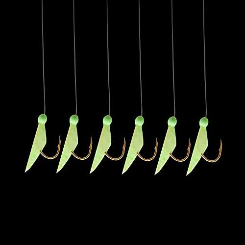 Fishing Bait Rigs Saltwater, 12 Packs Surf Fishing Lure Bait Rigs Set with Fish Skin Glow Beads String Hooks Swivels Mackeral Herring Baitfish Sea Bass Rigs - Image 6