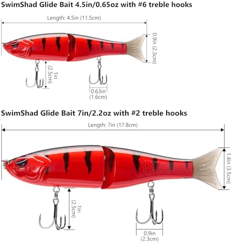 Bassdash SwimShad Glide Baits Jointed Swimbait Bass Pike Salmon Trout Muskie Fishing Lure - Image 2