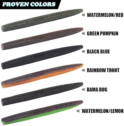 Wacky Worms Soft Plastic for Bass Fishing Lures–100 Pack 4" & 5" Stick Baits Wacky, Texas, Neko & Drop Shot Rigs–Bulk Soft Lure - Image 5