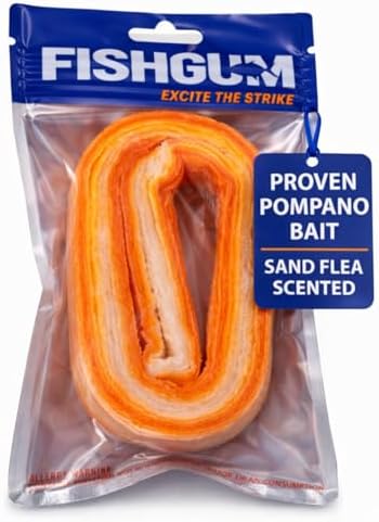 FishGum Surf Fishing Bait Strips for Saltwater Beach Fishing – Real Shrimp, Crab, Clam & Sand Flea Infused Scent – Artificial Cut Bait for Pompano, Redfish & Flounder by FISHGUM