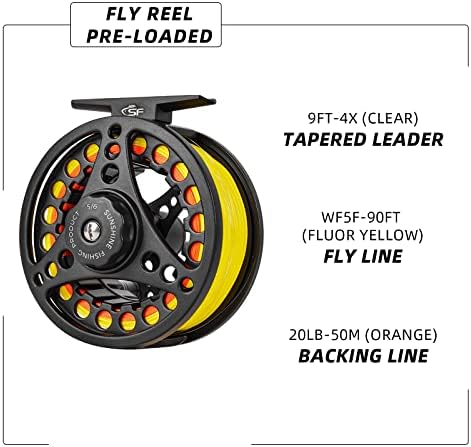 SF SF-001 Large Arbor Fly Fishing Reel with Aluminum Alloy Body 3/4wt 5/6wt 7/8wt Die Cast Pre-Loaded Fly Reel with Line Combo for Trout Bass Carp Pike Panfish - Image 2