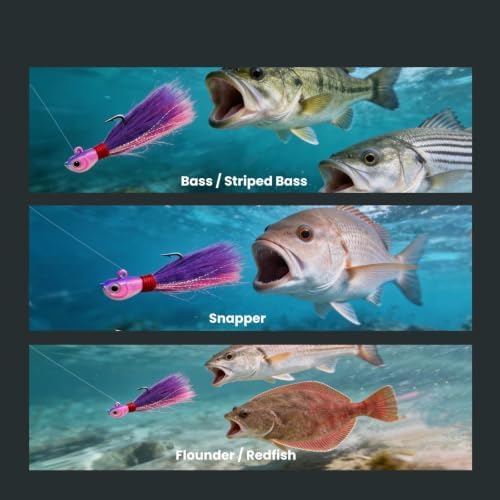 Natufish Bucktail Jigs 3/5Pcs Flash Hair Tail Lifelike Action Saltwater - Image 6