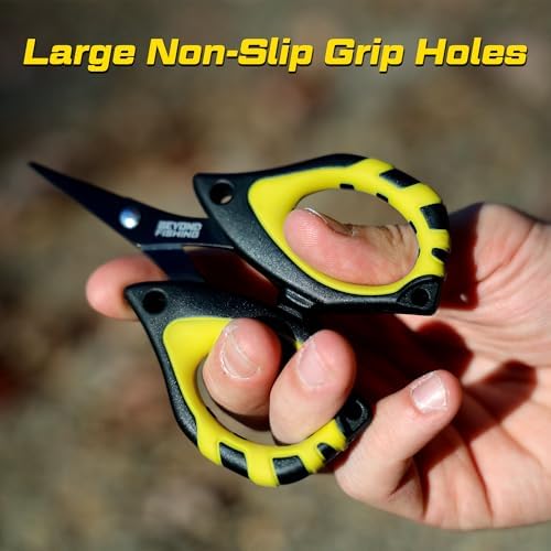 Beyond Fishing - 4.5” Fishing Scissors for Braided Line, Stainless Steel with Serrated Blades, Non Slip Grip, Large Finger Holes Fishing Line Cutter - Image 5