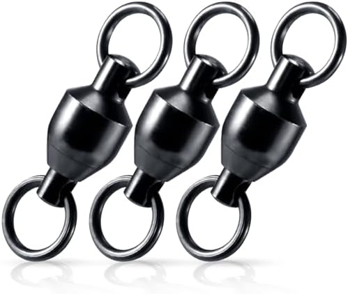 Alwonder 30-Pack Fishing Swivels Ball Bearing Swivels Fishing Tackle, High Strength Stainless Steel Solid Welded Rings Barrel Swivel Hook Line Connector with Black Nickel Coating Saltwater Freshwater by Alwonder