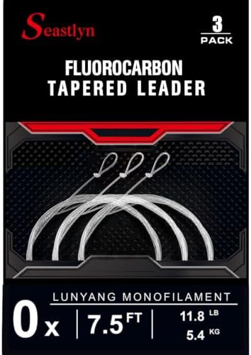 3-Pack Fluorocarbon Tapered Leader – 7.5-12FT, 0X-7X, 8-26LB by Unknown