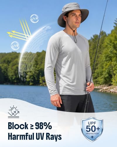 Boladeci Men's UPF 50+ Sun Protection UV SPF Shirts Long Sleeve Lightweight Quick Dry Swim T-Shirts Rash Guard - Image 3