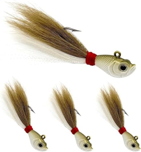 Natufish Bucktail Jigs 3/5Pcs Flash Hair Tail Lifelike Action Saltwater by Natufish