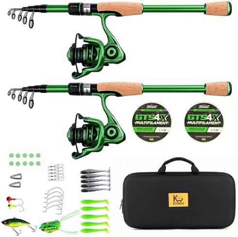 Telescopic Fishing Combo, 6FT Carbon Fiber Rod with 3000 Spinning Reel, Lightweight Kit with Carrier Bag for Bass Trout Catfish Freshwater Saltwater Travel by KITHWILD