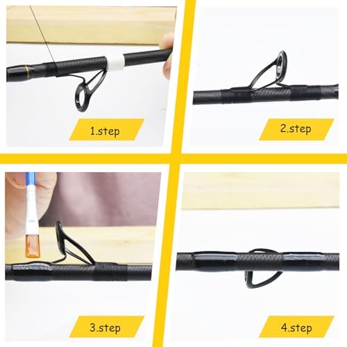 KW 55PCS Heavy Double Feet Fishing Surf Spinning Casting Saltwater Line Rod Replacement Guides Repair Kit with Epoxy Gule Set for Rod Building - Image 4