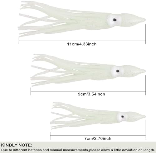 20pcs/40pcs Octopus Skirts Saltwater Soft Plastic Lure Fishing Squid Silicone Lure Bait Glow Trolling Fishing Lure Bass Fishing Tackle Accessories 2.75"/3.54"/4.33" - Image 3