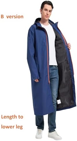 NORDIC OUTLAND Rain Jacket Men,Waterproof Breathable Long Raincoat with Hood Mesh Lining,Windbreaker for outdoor activities - Image 4