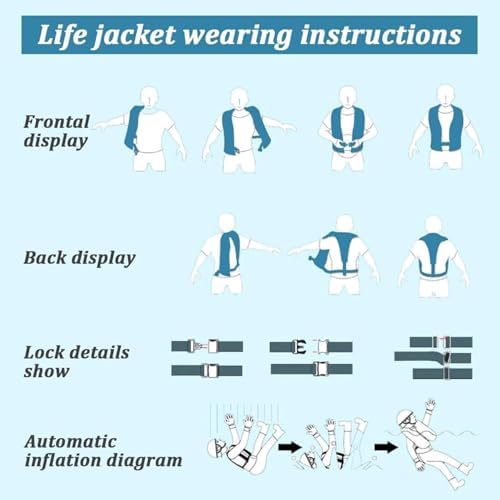 2-Pcs Automatic Inflatable Life Jacket,Adjustable Nylon Swim Vest with CO2 Inflation, Reflective Strips & Safety Buckle,Gas Cylinders Not Included. - Image 6