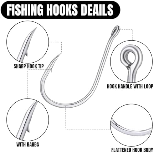 JellyArch 700 Pcs Barbed Fishing Hooks 14 Sizes Carbon Steel Fishing Hooks - Image 3