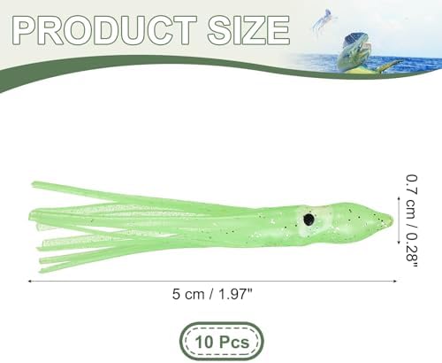 Fishing Squid Skirts, Glow Soft Plastic Trolling Lures Luminous -Fitting for (Bass/Trout/Salmon/Saltwater/Fishing Bait) - Image 2