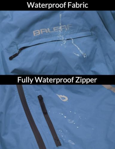 baleaf Men's Rain Jacket Waterproof Hood Lightweight Reflective Packable - Image 5
