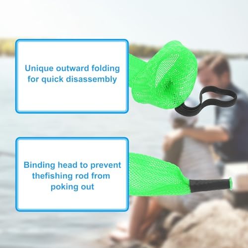 PATIKIL Rod Sock, Fishing Rod Sleeve Cover Braided Mesh Pole Protector Gloves Fishing Tools Pointed End for Spinning Fishing Rod Fly Rod Ice Rod Casting Rod - Image 6