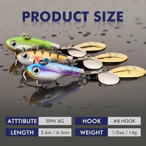 TRUSCEND Swim or Jig Fishing Spinner Baits for Freshwater and Saltwater, Rooster Tail Fishing Lures for Trout Bass Walleye Crappie Salmon Pike, Blade Bait with Copper Blade - Image 5