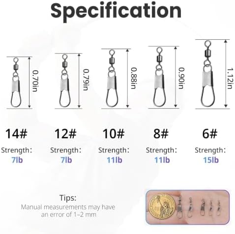 Natufish Fishing Snap Swivels & Barrel Swivels 50Pcs with Smooth Rotation - Image 4