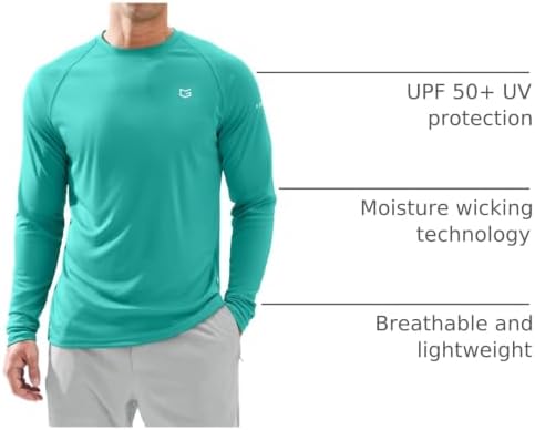 Men's Sun Protection Swim Long Sleeve UPF 50+ Rash Guard Lightweight Shirts - Image 4
