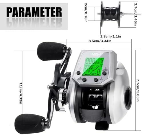 Line Counter Fishing Reels Digital Baitcasting Reel with LCD Display Samolla Baitcaster Reels 8oz Ultralight 7+1BB, 22LB Max Drag, 7.2:1 Gear Ratio, Compact Design for Freshwater Saltwater TX900 - Image 5