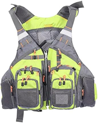 JKSPORTS Fly Fishing Vest - Fishing Safety Life Jacket for Swimming, Sailing, Boating, Kayak - Floating Multifunction Breathable Backpack for Men and Women - Adjustable, Grey/Green/Red/Blue by JK
