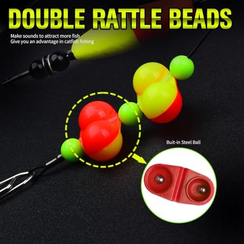 PROBEROS Catfish Fishing Rigs - Bank Fishing Set with 5pcs/Set, 6/0, 8/0, 10/0 Circle Hooks Circle Hooks, High Visibility, Ready to Use Catfish Rigs - Image 6