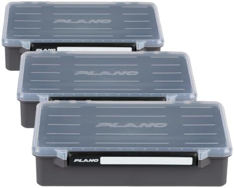 Plano StowAway Stow Tackle Box, with Corrosion-Preventive Rustricor, Single Latch Design, Transparent DuraView Lid, Stackable Storage for Fishing Bait, Lures and Gear, 3700 Deep Open (Pack of 3) by PLANO%C2%AEOutdoors