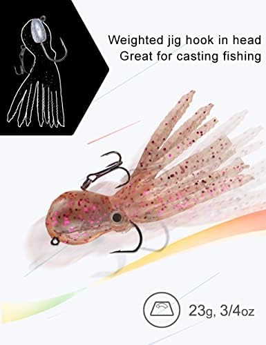 Octopus Swimbait Squid Jig Soft Fishing Lure with Skirt Tail, 5pcs - Image 5