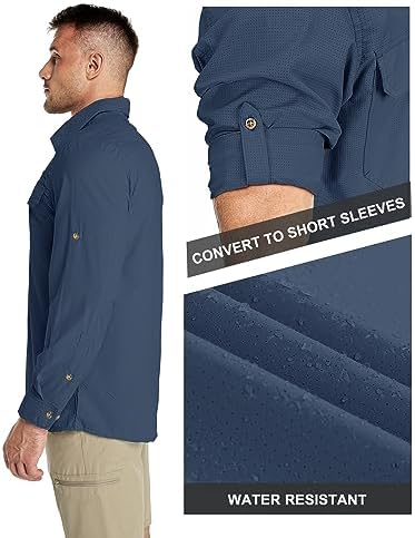 33,000ft Men's Long Sleeve Sun Protection Shirt UPF 50+ UV Quick Dry Cooling Fishing Shirts for Travel Safari Camping Hiking - Image 3