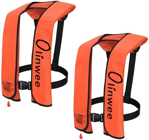 2-Pack Adult Automatic Inflatable PFD Jacket, Adjustable and Lightweight Water Sports Vest for Kayak SUP Paddleboarding Boating Sailing Fishing (Buoyancy is Greater Than 150 N) by Unknown