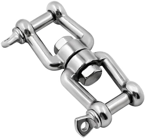 Boat Anchor Swivel Shackle 1/4 inch 5/16 inch 3/8 inch 1/2 inch (4 Size) Jaw - Jaw Anchor China Swivel Connector 316 Stainless Steel Marine Grade Double Shackle by MarineGrade