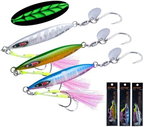 Goture Slow Pitch Jigs with Double Assist Hooks and Swivel, 40g-250g by Goture